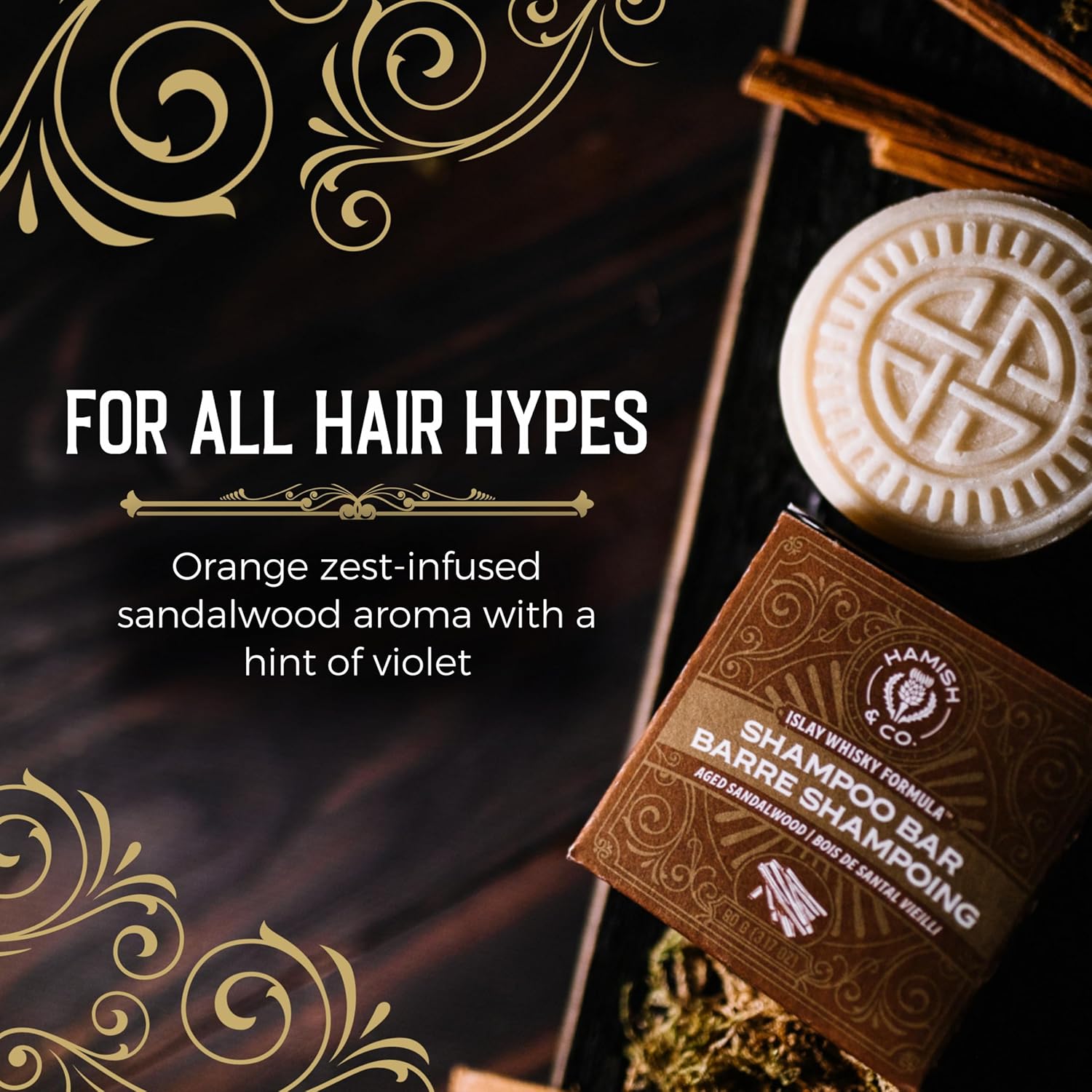 Viori Hamish & Co. Shampoo Bar - Aged Sandalwood - Natural, Handcrafted Formula | Sulfate & Paraben-Free