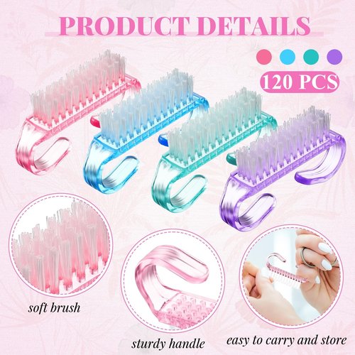 Patelai 48 Pcs Handle Grip Nail Brush Bulk Colorful Nail Scrubber Fingernail Brushes Hand Toes Cleaning Brushes Pedicure Scrubbing Tool for Men and Women, Multicolor Brush