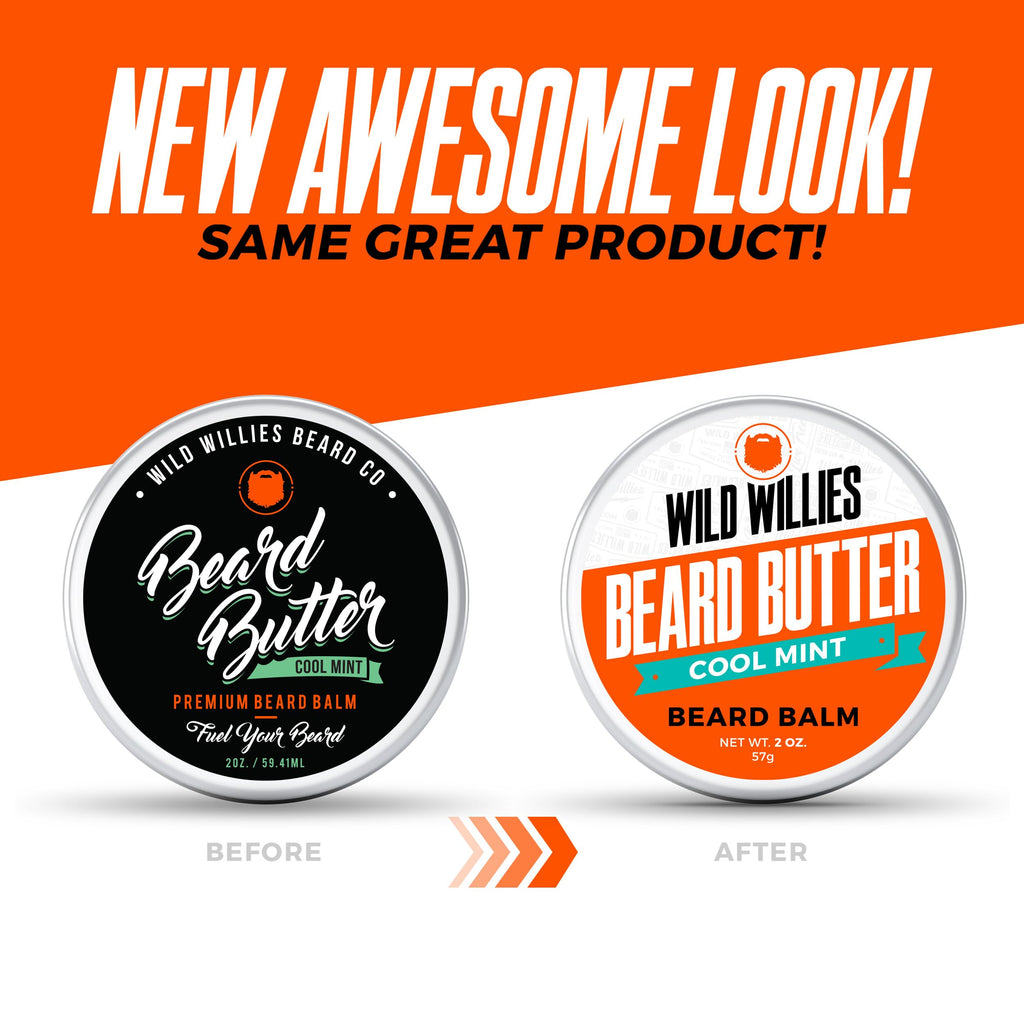 Wild Willies Premium Beard Balm for Men, Leave-In Butter Conditioner with Organic Ingredients, Promote Growth, Removes Itch & Dandruff - Restores Moisture - Cool Mint, 2 Oz