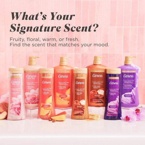 Caress Black Orchid & Patchouli Oil Body Wash, Hyaluronic Acid & Vitamin B3 for Moisturized, Silky Soft Skin, Long-Lasting Exotic Fragrance, 20 fl oz (4 Pack)