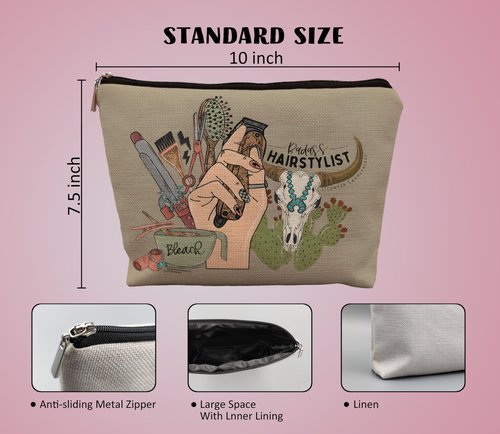 uinwk Western Hairstylist Gifts - Badass Cosmetology Graduation Makeup Bag
