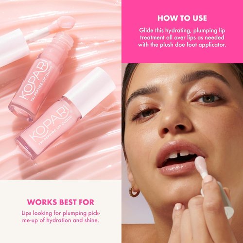 Kopari Tri-Peptide Lip Cloud - Hydrating Lip Treatment with Ceramides & Hyaluronic Acid for Soft, Plump Lips