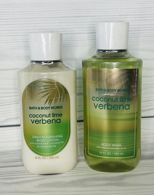 Bath & Body Works Coconut Lime Verbena Body Lotion and Body Gel Wash 2 Piece Set