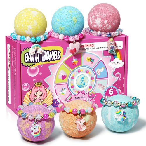 Unicorn Bath Bombs for Kids Girls with Bracelet Inside, sanyi Bubble Bath Toys Birthday Valentines for Kids Classroom Gifts for 4 5 6 7 8 Year Old Girl Daughter Granddaughter