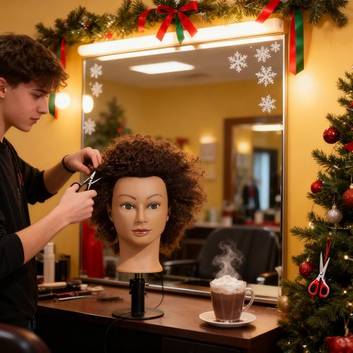Romance Queen Mannequin Head Human Hair Curly For Black Women Training Head Cosmetology Doll Head for Hairdresser Girls Manikin Head Practice Styling Braiding with Stand (8inch)