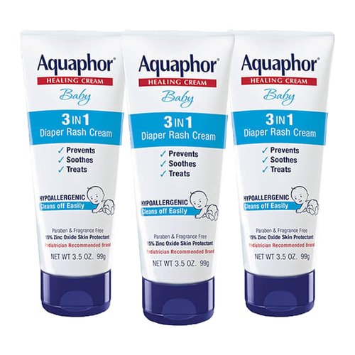 Aquaphor Baby Diaper Rash Cream - 3-in-1 Relief for Diaper Rash | 3.5 Oz Tube (Pack of 3)