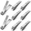 NATZERAT 8-Pack Straight Edge Nail Clippers, Stainless Steel Nail Clippers, Large Bulk Nail Clipper Set for Thick Toe Nails, Portable Travel Fingernail Toenail Clippers for Men Women Adults Seniors