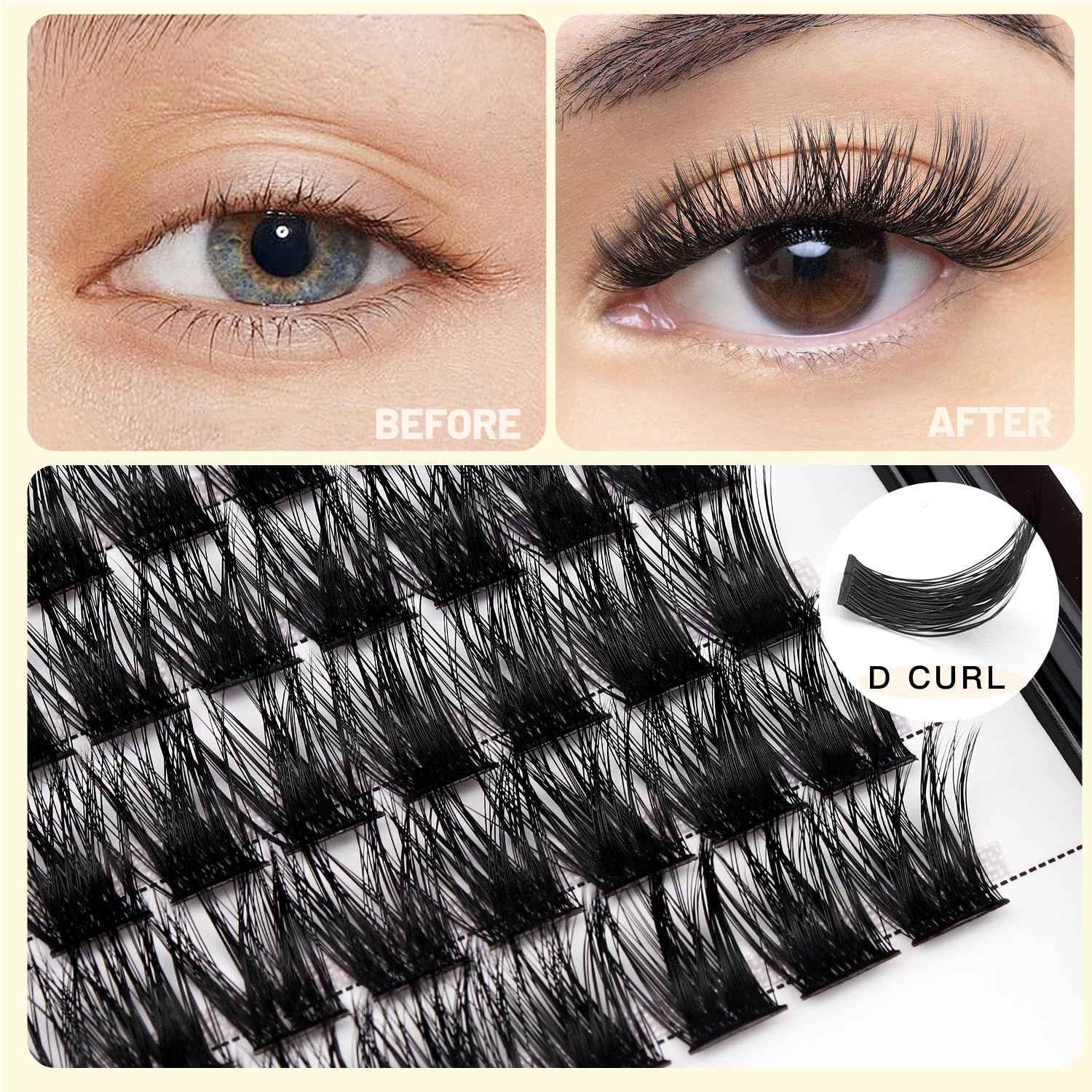 →VAYATOR Lashes Mixed Kit/False Lashes Lash Bond & Seal Kit Multiple styles To Choose 8-20mm Mix D Curl/DD Curl Makeup Cluster Grafting Eyelashes Individual Extension (DD Curl-18mm)