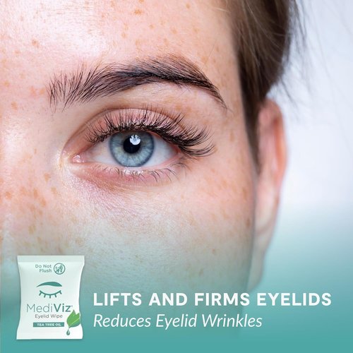Tea Tree Eyelid Cleanser Wipes - Soothing Dry Eye Relief | 30 Single-Use Towelettes for Demodex Removal