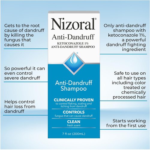 Nizoral Anti-Dandruff Shampoo - 1% Ketoconazole Formula for Effective Scalp Relief | Fresh Scent, 7 Fl Oz