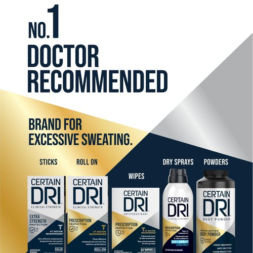 Certain Dri Everyday Strength Clinical Antiperspirant - 72-Hour Sweat Protection for Hyperhidrosis - Doctor-Recommended - Travel-Friendly - Fresh Scent - 2.6 oz (Pack of 3)