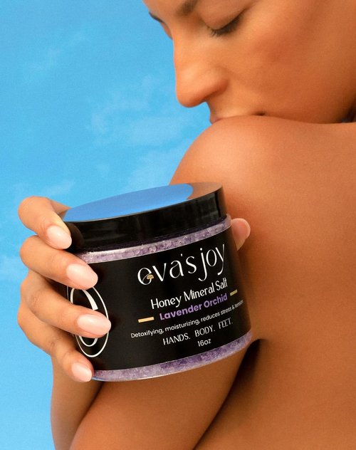 Eva's Joy Lavender Orchid Mineral Bath Soak - Nourishing Epsom Salt Crystals, Relaxing Lavender Scent, 16 oz