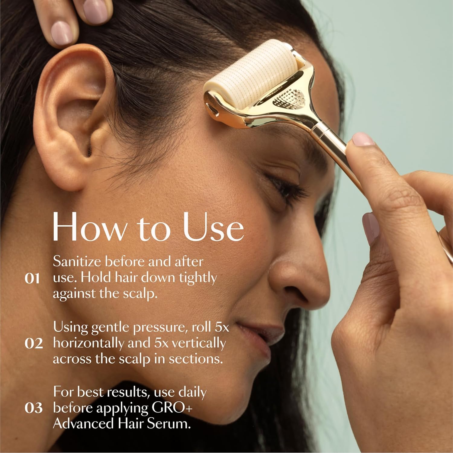 VEGAMOUR GRO+ Advanced Dermaroller - 1,200 Microneedle 0.25mm Scalp Tool | Gently Exfoliates for Maximum Coverage