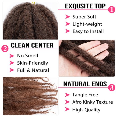 RuiYok 30 Inch Marley Twist Braiding Hair Ombre Brown Marley Hair Crochet Braids 8 Packs Pre-Separated Springy Afro Kinky Twist Hair for Black Women Long Braiding Hair for Crochet Locs Braids T30#