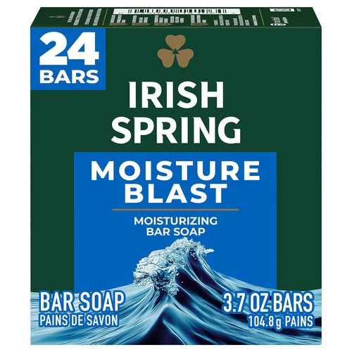 Irish Spring Bar Soap for Men, Original Clean, Smell Fresh and Clean for 12 Hours & Bar Soap for Men, Moisture Blast, 3.7 Oz