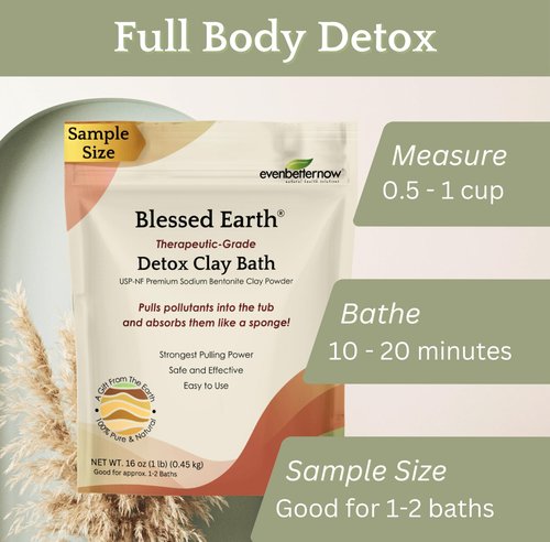 Blessed Earth Detox Clay Bath, 100% Pure Sodium Bentonite Therapeutic Grade – Cleansing and Purifying, by Evenbetternow LLC, Sample Size 1 lb (16 oz)