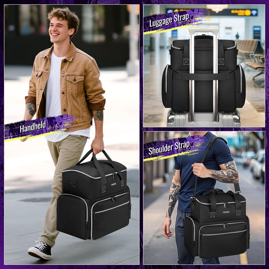 YOREPEK Tattoo Travel Case, Waterproof Tattoo Bag with 2 Removable Organizer Pouches, Adjustable Dividers, Tattoo Carrying Case for Equipment, Supplies, Stencil Printer, Artist Gifts