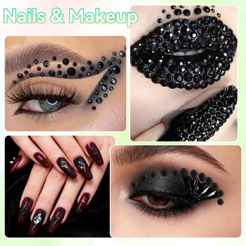21000Pcs Black Rhinestones for Bedazzling Kit, Mix Sizes Jelly Bedazzling Resin Gems, Black Gems Bedazzling for Crafting, Flatback Resin Rhinestones for Craft DIY Face Makeup