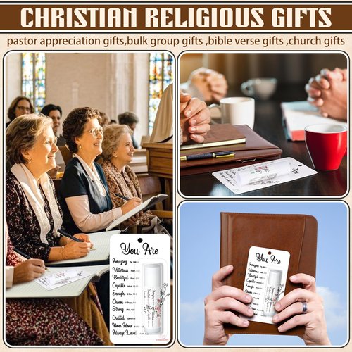 Sacubee 25 Pack Christian Gifts Bulk for Women Men Religious Lip Balms Bulk Church Party Favors Christmas Party Gifts Stocking Stuffers Bible Verse Study Supplies for Employee Staff Coworkers