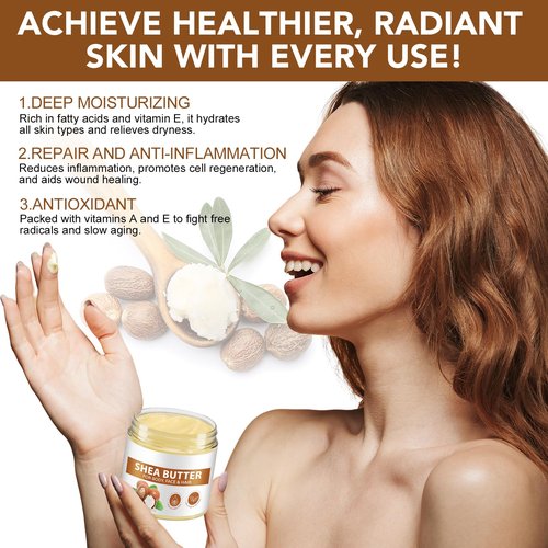 Shea Butter Raw 100% Pure for Hair and Body, Unrefined to Make Lotion for Extremely Dry Skin, DIY Lip Balm, Body Butter and Shea Butter Soap, Natural Moisturizer