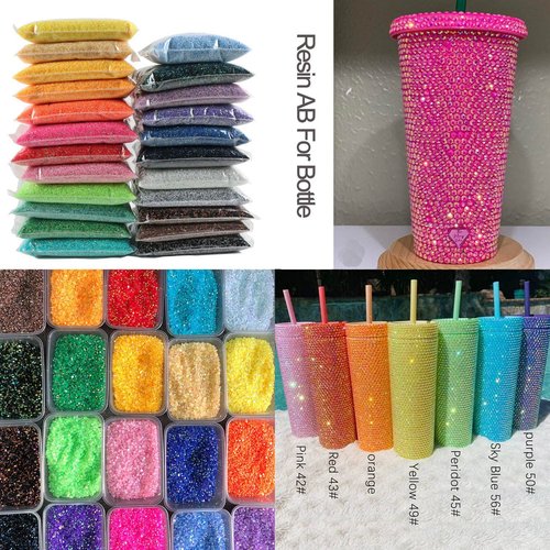Big Pack 3mm 50000PCS Resin Rhinestone Flatback Round AB Jelly Color Rhinestones for Nail Art, Bottles, Makeup Clothes Shoes Cup DIY Crafts Supplies