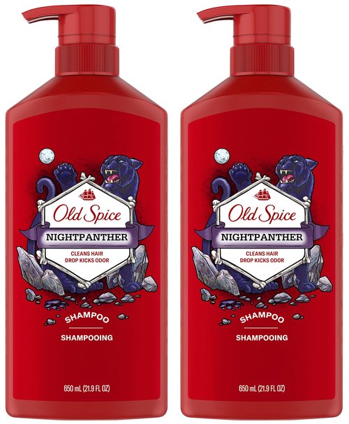 Old Spice Shampoo for Men, Nightpanther Scent, 21.9 Ounce Pump Bottle (Pack of 2)