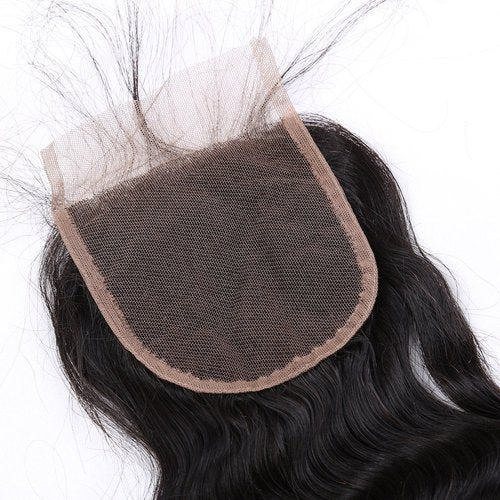 Sent Hair Remy Human Hair 4x4 Loose Deep Wave Lace Closure Human Virgin Hair Piece Free Part with Baby Hair Natural Color 16"