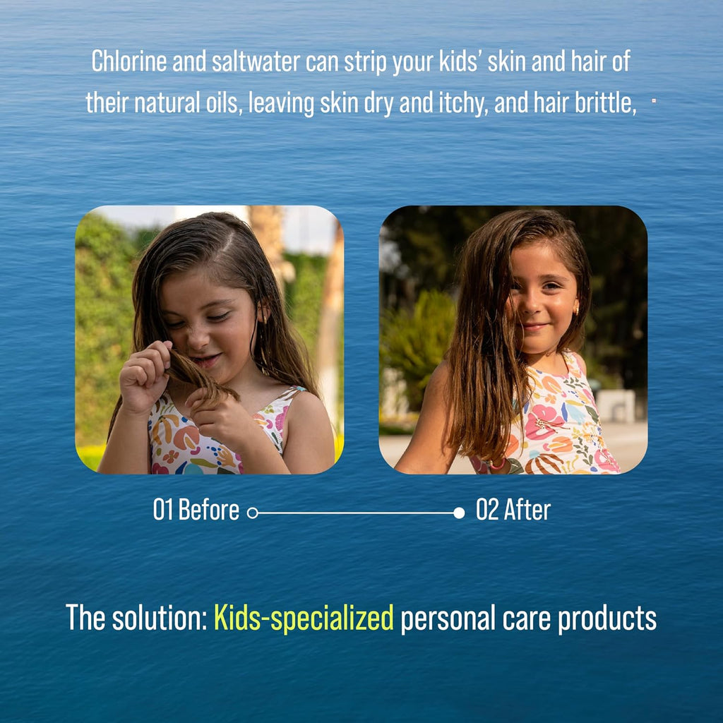 TRIHARD Kids Hair and Body Protection Essentials - 3-in-1 Shampoo, Conditioner & Body Wash for Sensitive Skin