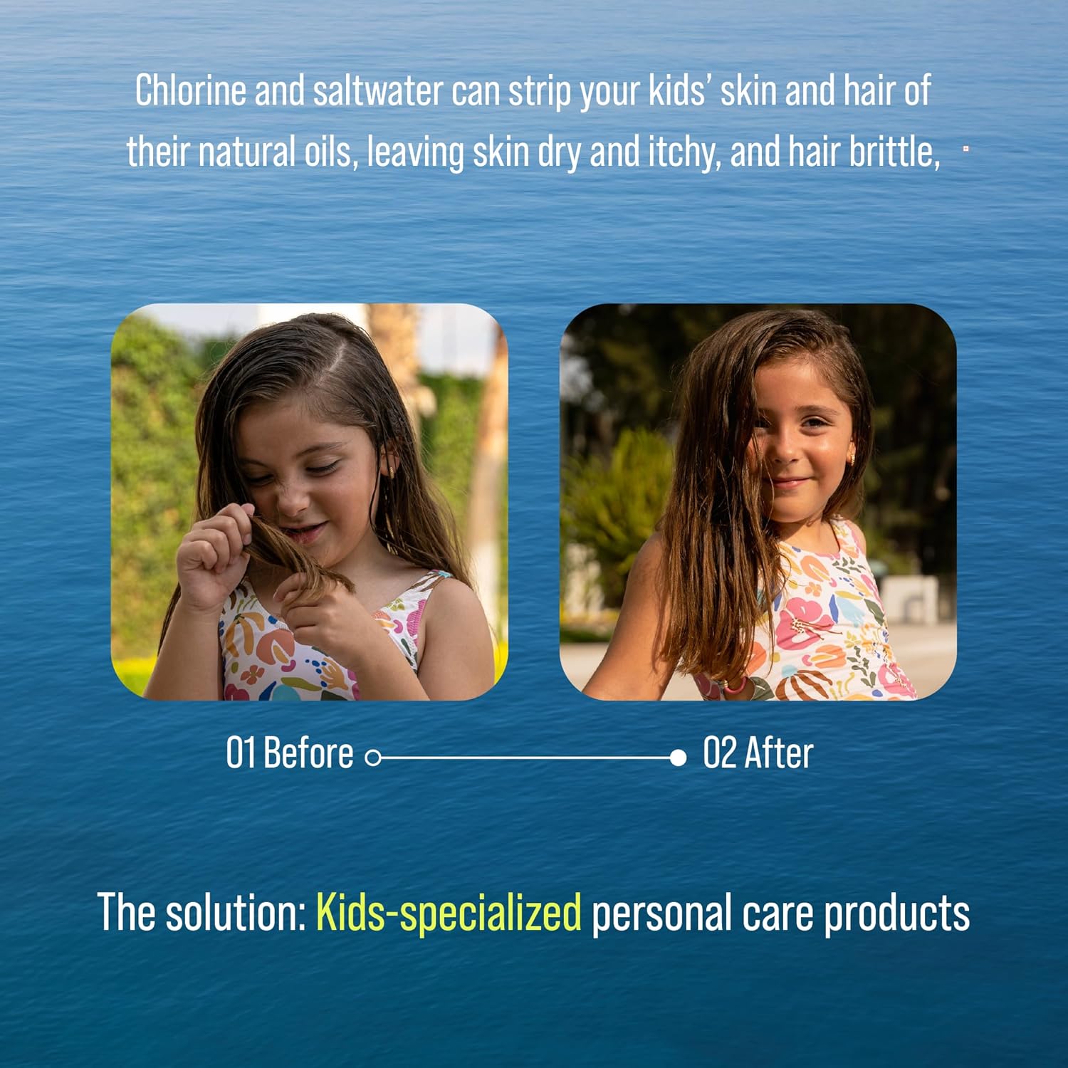 TRIHARD Kids Hair and Body Protection Essentials - 3-in-1 Shampoo, Conditioner & Body Wash for Sensitive Skin