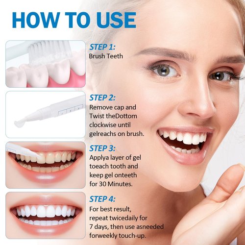 KTSAY Teeth Whitening Pen - Professionally Stain Removal Teeth Whitening Gel Formula, No Sensitivity Effective Teeth Whitener, Mint (0.11 Fl Oz (Pack of 4))
