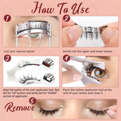 Higu clace Magnetic Eyelashes 1Pairs Magnetic Eyelashes with Applicator Soft Magnetic Lashes Natural Look Wispy Manga Lashes Without Eyeliner Easy to Wear and Remove (DJCX-I02)