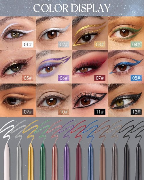 Skiennix Waterproof Gel Eyeliner Pencil - Metallic Retractable Cream, Long-Lasting & Hypoallergenic, Smudge-Proof - White Matte