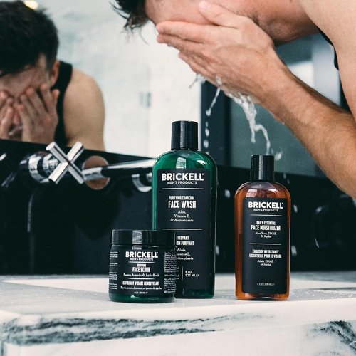 Brickell Men's Activated Charcoal Facial Cleanser & Moisturizer - Daily Advanced Face Care Routine