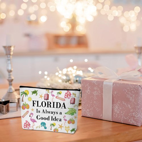 Florida Souvenirs and Themed Gifts Makeup Bag, Beach Summer Travel Cosmetic Bags, Cute Birthday Gift Makeup Pouch for Women and Girls - B17