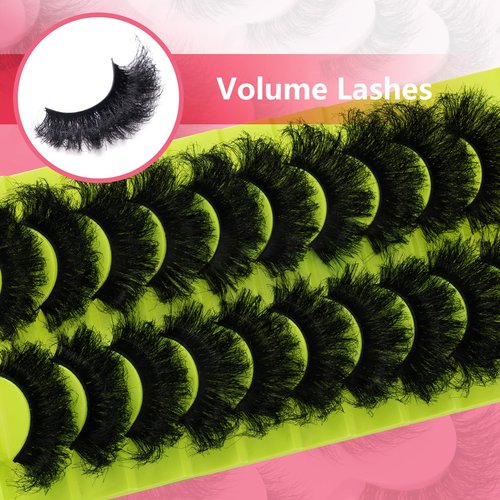 Mink Lashes Fluffy 20mm Stirps Lash Volume False Eyelashes 10 Pairs 8D Cat Eye Lashes D Curl Dramatic Soft Eyelash 25mm Big Long Lash Strips Lashes Pack That Look Like Extensions (B16-Fluffy Lashes)