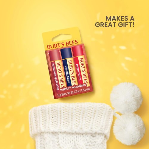 Burt's Bees Lip Balm Set - Natural Origin Lip Care with 3 Tubes | Perfect for Winter Hydration