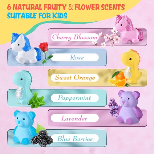 Perjoy Bath Bombs for Kids, Organic Bubble Bath Kids Bath Bombs for Girls & Boys, Valentine Easter Christmas Basket Stuffers, Teen Girl Gifts Trendy Stuff, Party Favors