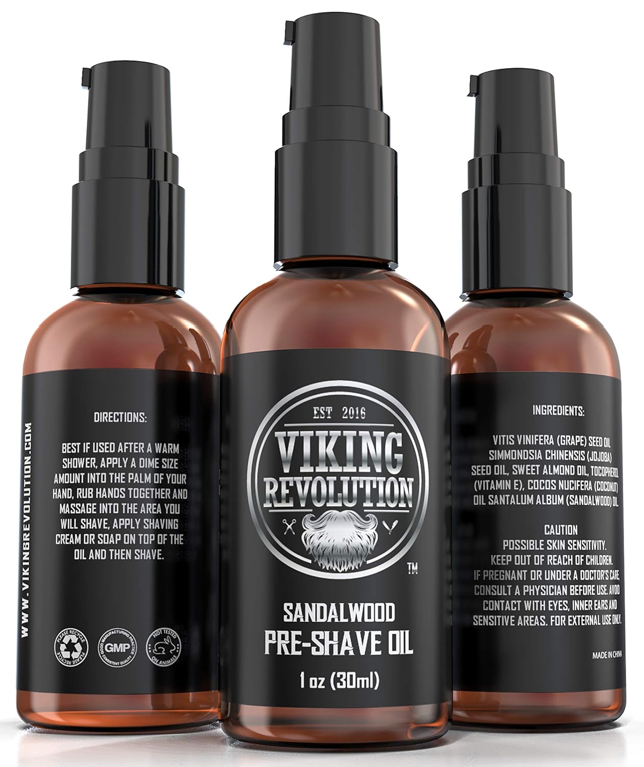 Viking Revolution Sandalwood Pre-Shave Oil for Men - Smooth, Irritation-Free Shave | 1 Fl Oz (Pack of 2)