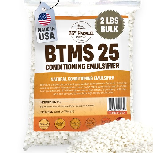 33RD PARALLEL | BTMS 25 (2 lbs / 32 oz) Bulk Conditioning Emulsifier | Behentrimonium Methosulfate Cetearyl Alcohol Emulsifying Conditioner | (2 POUNDS)