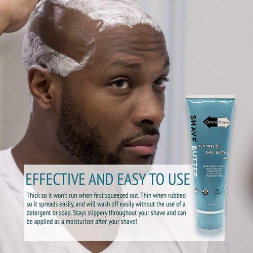 OmniShaver Shave Butter – Moisturizing Shaving Cream for Men & Women | Sensitive Skin Formula | Travel Size 6 oz | Aloe, Tea Tree & Shea Butter - Pack of 1