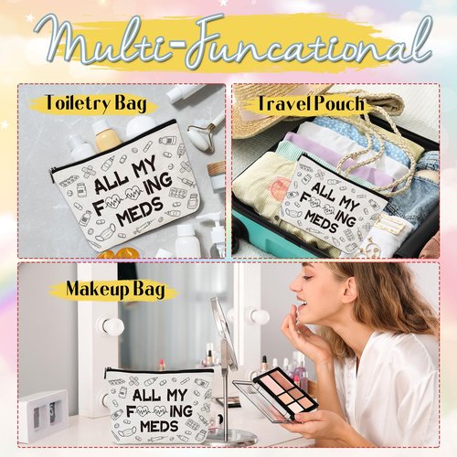 Luvsweets Med Makeup Bag Gifts - Funny Medicine Travel Cosmetic Bag with Zipper, Meds Pouch Purse Gifts for Nurse Practitioner Medicine Physician Assistants Doctor Patient, Get Well Soon Presents