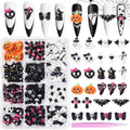 Halloween Resin Charms, 3D Vintage Punk Spider Skull Pumpkin Ghost Bat Nail Art Charms, Halloween Gothic Mini Figurines Charm for Nail Art Supplies DIY Crafts Accessories