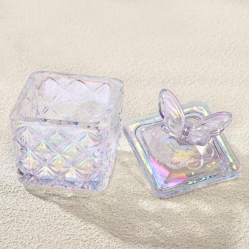 Noverlife Mini Glass Dappen Dish for Nail Art Acrylic Liquid Powder, Crystal Monomer Dish with Butterfly Lid, Small Monomer Cup Acetone Dish Acrylic Liquid Cup for Home & Nail Salon Manicure Tools