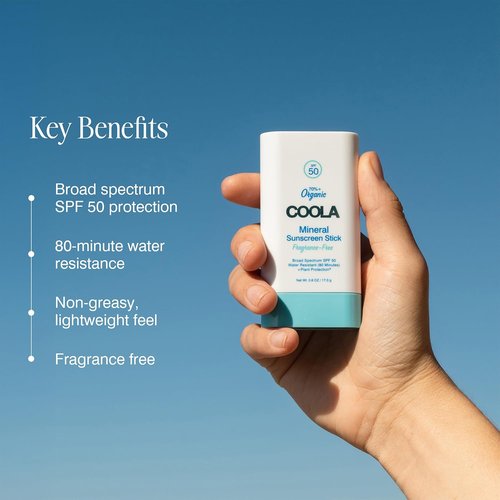 COOLA Organic Mineral Sunscreen Stick SPF 50 - Vegan, Gluten-Free Daily Skin Protection | 0.6 Oz