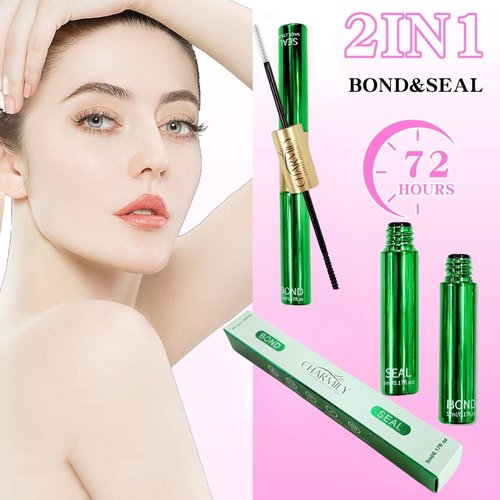 Lash Cluster Glue, Lash Bond and Seal for Eyelash Clusters, 5ml+5ml Bond and Seal, Waterproof, 2-in-1 Home Use, Strong Hold for 72H