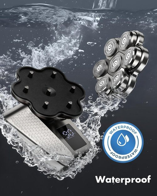 7D Electric Head Shaver - 5-in-1 Pro Grooming Kit for Bald Men | Waterproof, Travel-Ready, Type-C Charge