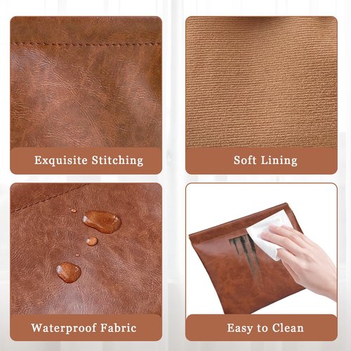 Hapforever 3PCS Pouchic Snap Closure Pouches, Pu Leather Small Makeup Bag for Purse Mini Cosmetic Bags for Travel Makeup Pouch Purse for Women Three Sizes Coin Purses Organizer Storage Pouch(Brown)