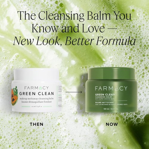 Farmacy Green Clean Makeup Remover Balm - Waterproof Oil Cleanser for Face | Hydrates & Softens Skin with Super Greens & Papaya (200ml)