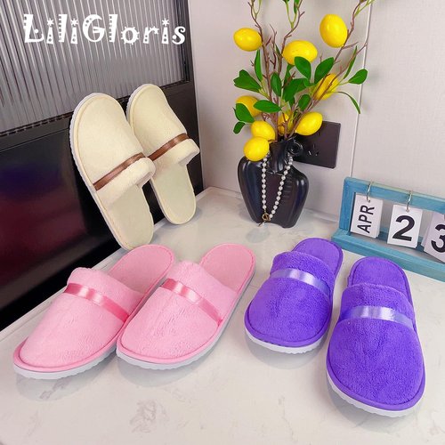 6/10/12 pairs Spa Slippers for Guests, Washable Reusable Disposable Slippers for Women Men, Jacquard Fleece Closed-Toe Design for Hotel, Bathroom, Bedroom, Wedding, Travel, SPA Bulk Slippers for Guest Use
