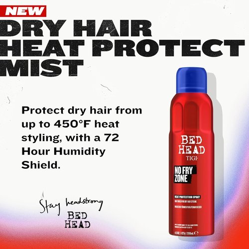 Bed Head by TIGI No Fry Zone Heat Protectant Mist - 450°F Thermal Protection & 72-Hour Humidity Shield | 4.5 oz